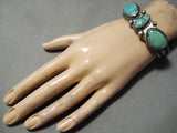 Thick And Old Vintage Native American Navajo Turquoise Sterling Silver Bracelet Old-Nativo Arts