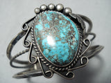 Important Vintage Native American Navajo Morenci Turquoise Sterling Silver Bracelet Old-Nativo Arts