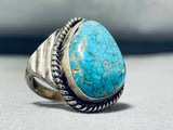 Thick Heavy Vintage Native American Navajo Spiderweb Turquoise Sterling Silver Ring Old-Nativo Arts