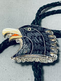 Fascinating Vintage Native American Zuni Sterling Silver Bolo-Nativo Arts