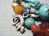 Fabulous Vintage Native American Navajo Turquoise Sterling Silver Charm Bracelet-Nativo Arts