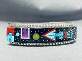 One Of The Most Intricate Ver Native American Navajo Turquoise Sterling Silver Bracelet-Nativo Arts
