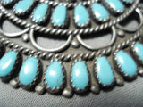 Larry Moses Begay Vintage Native American Navajo Turquoise Teardrop Sterling Silver Pin-Nativo Arts