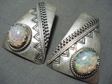 Lea Damon Stunning Navajo Opal Sterling Silver Earrings Native American-Nativo Arts