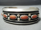 Superior Vintage Native American Navajo Contemporist Sterling Silver Coral Bracelet Old-Nativo Arts