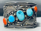 Pat Platero Vintage Native American Navajo Turquoise Sterling Silver Leaf Bracelet Old-Nativo Arts