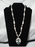 Incredible Vintage Native American Navajo Hand Tooled Cone Sterling Silver Necklace Old-Nativo Arts