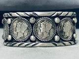 Rare San Felipe Signed Sterling Silver Coins Bracelet-Nativo Arts