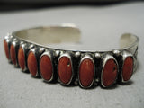 Native American Important Leo Feeney Coral Sterling Silver Bracelet Cuff Old-Nativo Arts