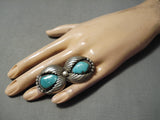 Tremendous Sadie Calvin Vintage Native American Navajo Turquoise Sterling Silver Ring Old-Nativo Arts