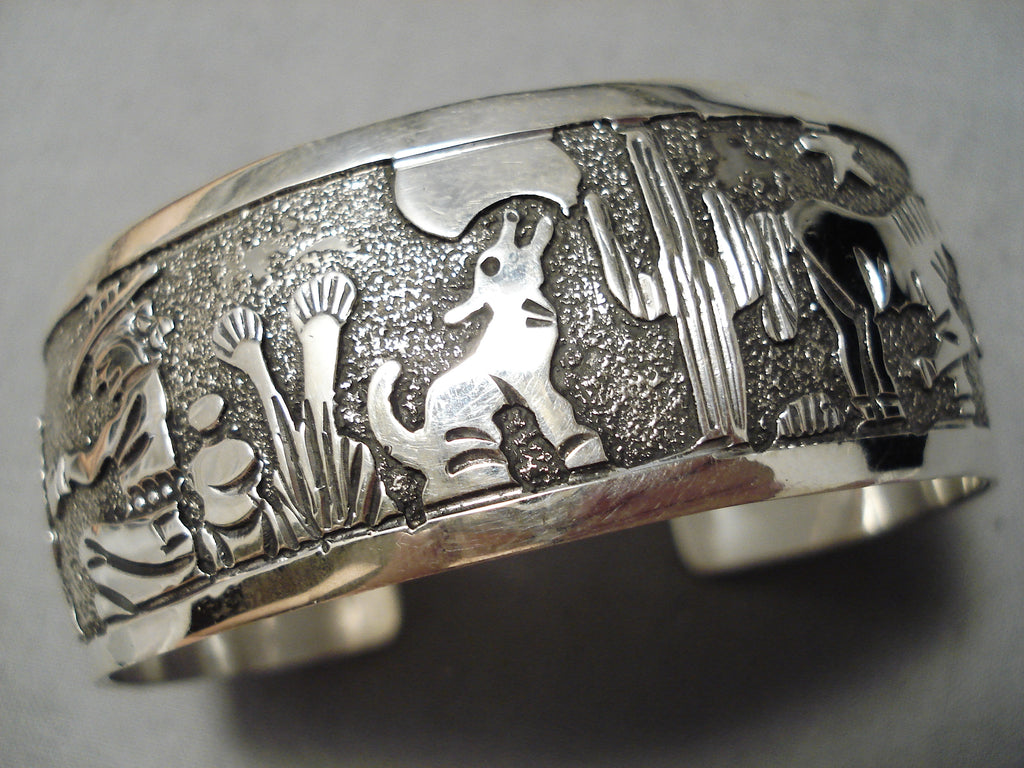 Navajo Storytime Stering Silver Native American Bracelet Cuff