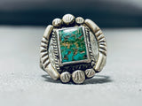 Dazzling Vintage Native American Navajo Blue Green Turquoise Sterling Silver Ring-Nativo Arts