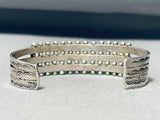Very Old Vintage Native American Zuni Turquoise Eye Sterling Silver Bracelet-Nativo Arts