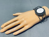 Spectacular Vintage Native American Navajo White Buffalo Sterling Silver Bracelet-Nativo Arts
