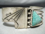 High Quality Vintage Native American Navajo Carico Lake Turquoise Sterling Silver Bracelet-Nativo Arts