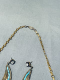 Marvelous Native American Navajo Turquoise Gold Filled Necklace And Earring Set-Nativo Arts