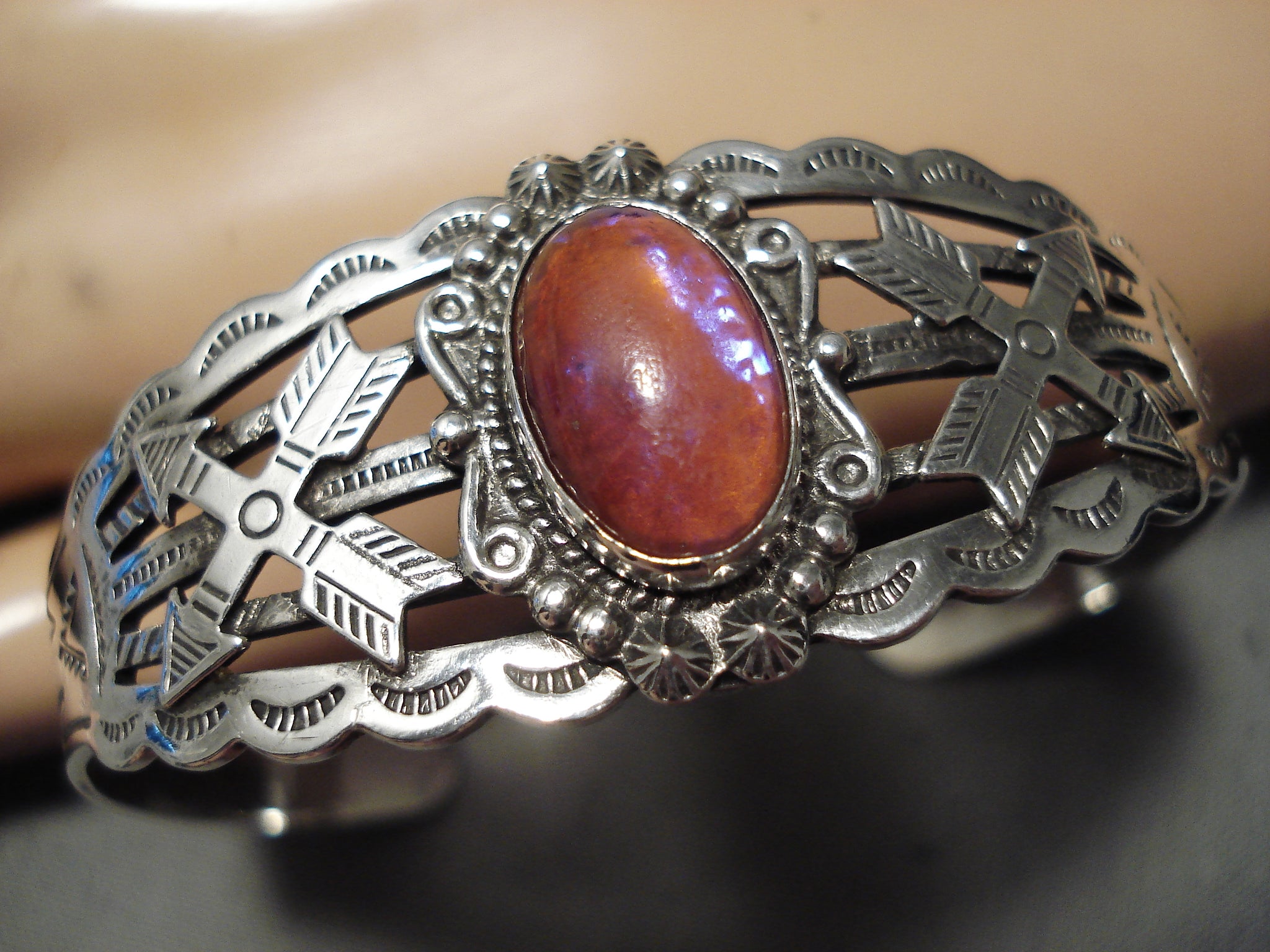 Vintage Antique Silver Dragons Breath Fire Opal Bracelet Stunning buying & Mysterious