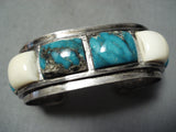 Heavy Opulent Vintage Native American Navajo Blue Diamond Turquoise Sterling Silver Bracelet-Nativo Arts