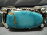 Mmuseum Vintage Native American Navajo Raymond Nez Sterling Silver Turquoise Bracelet Cuff-Nativo Arts