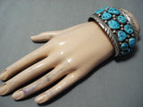 Massive Vintage Native American Navajo Old Kingman Turquoise Sterling Silver Bracelet-Nativo Arts