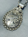 Important Heavy 93 Gram Vintage Native American Navajo Sterling Silver Leaf Necklace-Nativo Arts