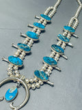 Rare Gilbert Turquoise Vintage Native American Navajo Sterling Silver Squash Blossom Necklace-Nativo Arts
