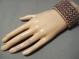 Native American One Of Best Verdy Jake Navajo Coral Sterling Silver Bracelet Cuff-Nativo Arts