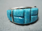 Superb Navajo Native American Turquoise Inlay Sterling Silver Ring-Nativo Arts