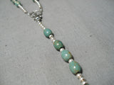 Rare Native American Navajo Green Turquoise Sterling Silver Rosary Chirstian Necklace-Nativo Arts