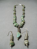 Native American Amazing Vintage Santo Domingo Royston Turquoise Sterling Silver Necklace & Earrings Old-Nativo Arts
