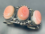 Spell-binding very rare Native American Navajo Pink Conch Sterling Silver Bracelet Signed-Nativo Arts