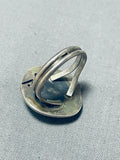 Rare Turquoise Mine Vintage Native American Navajo Blue Gem Sterling Silver Leaf Ring Old-Nativo Arts