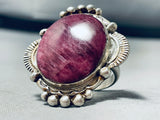 Elegant Native American Navajo Signed Purple Spiny Sterling Silver Enormous Ring-Nativo Arts