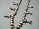 Incredible Vintage Native American Navajo Turquoise Sterling Silver Squash Blossom Necklace-Nativo Arts