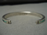 Important Vintage Native American Navajo Ray Tracey Sterling Silver Inlay Turquoise Bracelet-Nativo Arts