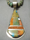 Native American Important Santo Domingo Royston Turquoise Sterling Silver Dan Coriz Necklace-Nativo Arts