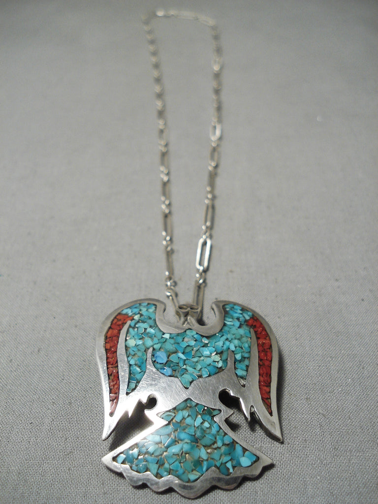 Coral and Turquoise popular Inlaid Charm Necklace