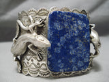 Crazy Native American Lizard Lapis Sterling Silver Bracelet Cuff-Nativo Arts
