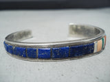 Important Vintage Native American Navajo Lapis Sterling Silver Bracelet Old-Nativo Arts
