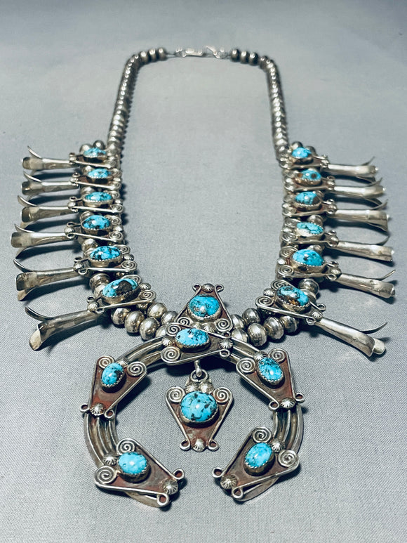 Navajo Multi-Stone Squash Blossom Necklace With Matching Earrings - NL#1186  - Native American Jewelry - SilverTQ, LLC
