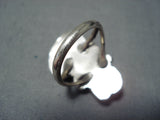 Elegant Vintage Native American Navajo Turquoise Mother Of Pearl Sterling Silver Ring Old-Nativo Arts