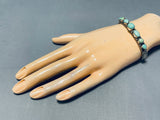 Signed Vintage Native American Navajo Green Turquoise Sterling Silver Bracelet-Nativo Arts