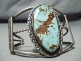 Huge Vintage Native American Navajo #8 Turquoise Sterling Silver Bracelet Old-Nativo Arts