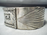 Detailed Intricate Vintage Native American Navajo Sterling Silver Geomtric Bracelet-Nativo Arts
