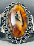 Very Unique Early Vintage Native American Navajo Agate Sterling Silver Bracelet-Nativo Arts