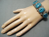 Tremendous Vintage Native American Navajo Sleeping Beauty Turquoise Sterling Silver Bracelet Old-Nativo Arts