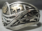 One Of The Best Vintage Native American Navajo Overlay Sterling Silver Gold Bracelet-Nativo Arts