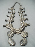 Women's Vintage Native American Navajo Morenci Turquoise Sterling Silver Squash Blossom Necklace-Nativo Arts