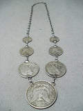 Unbelievable Navajo Sterling Silver Old Coin Necklace Native American-Nativo Arts