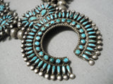Opulent Early 1900's Native American Zuni Turquoise Sterling Silver Squash Blossom Necklace-Nativo Arts